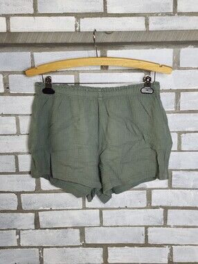• Gilly Hicks Pull On Elastic Waist Sleep Shorts Large Green 100% Cotton